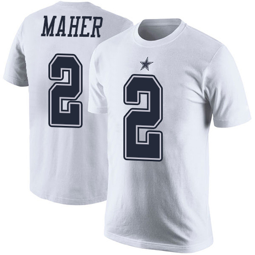 Men Dallas Cowboys White Brett Maher Rush Pride Name and Number #2 Nike NFL T Shirt->nfl t-shirts->Sports Accessory